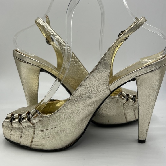 Gold Calvin Klein Heels with Metal Detailing 7.5 - Picture 7 of 12